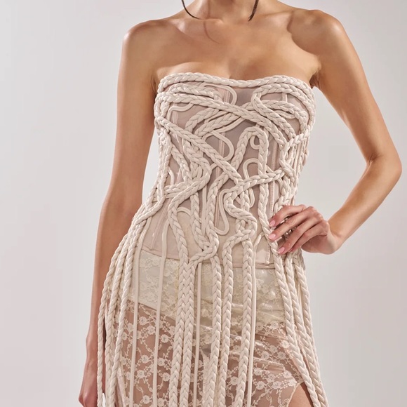 Never Lost Tassel Mesh Corset - L - Picture 3 of 10